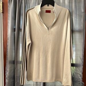 Men's Cream Sweater with Half-Zip
